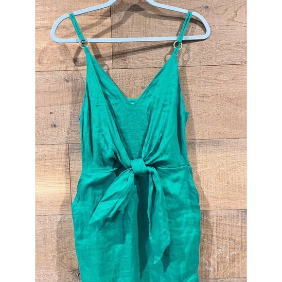 Reiss Kay Sleeveless with Pockets green Linen Dress Size 4 - Picture 5 of 11